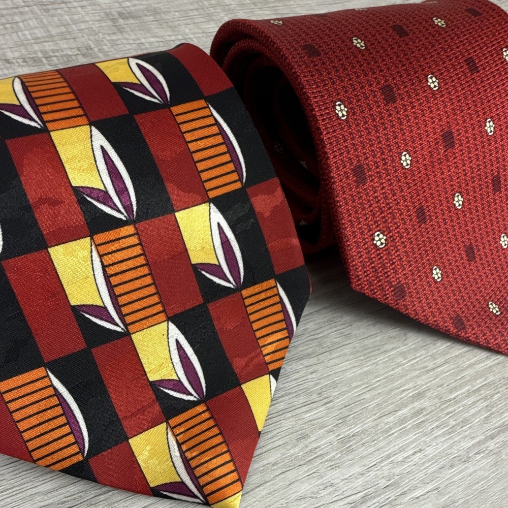 Mens Necktie Lot 2 Marco Polo Bijoux Terner Memphis Abstract Geometric Retro Tie